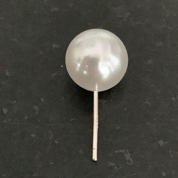 Luminous Large Faux Pearl Stud Earrings, 10mm, Silver Plated, Classic Style Gift - Picture 5 of 10